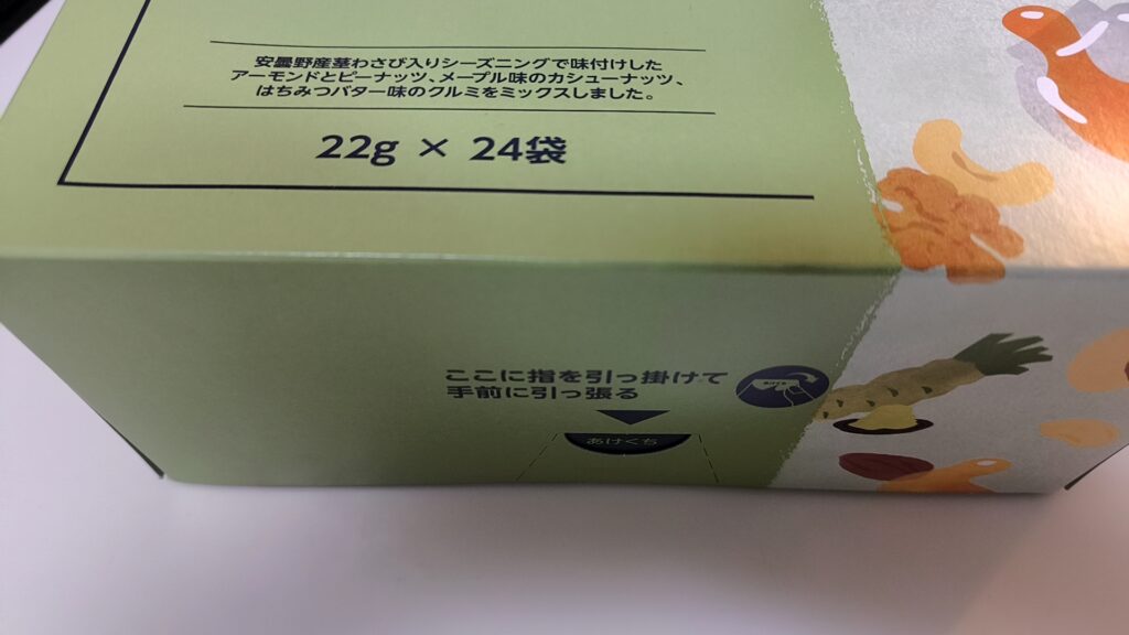 ミックスナッツの箱の開け口